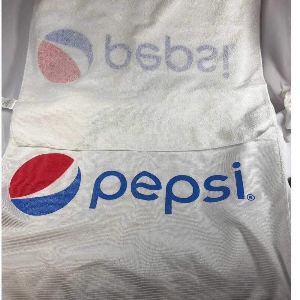 Pepsi Logo Microfiber Gym Golf Bar Towel Set White Polyester Americana Soda Cola